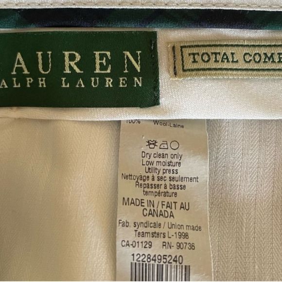 Lauren Ralph Lauren Smoke Gray Wool Total Comfort Pleated Pin Stripe Slacks - Picture 2 of 14